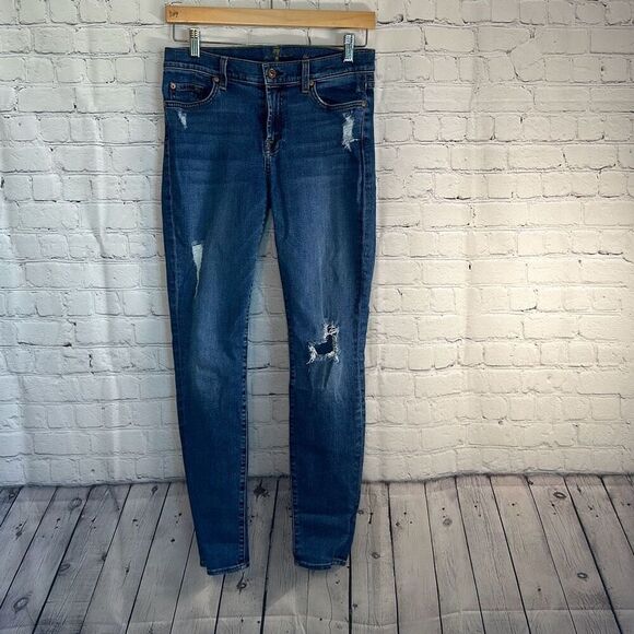 7 for All Mankind Women’s  Skinny Distressed Jeans Denim  size 28 - Picture 1 of 11